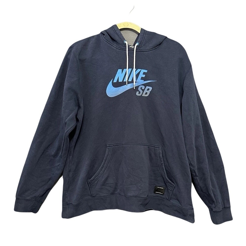Nike SB Pullover Hoodie Mens Large Navy Blue Gradient Logo - Picture 2 of 12